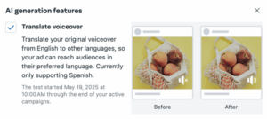 Translate Voiceover AI-Generated Ads Feature